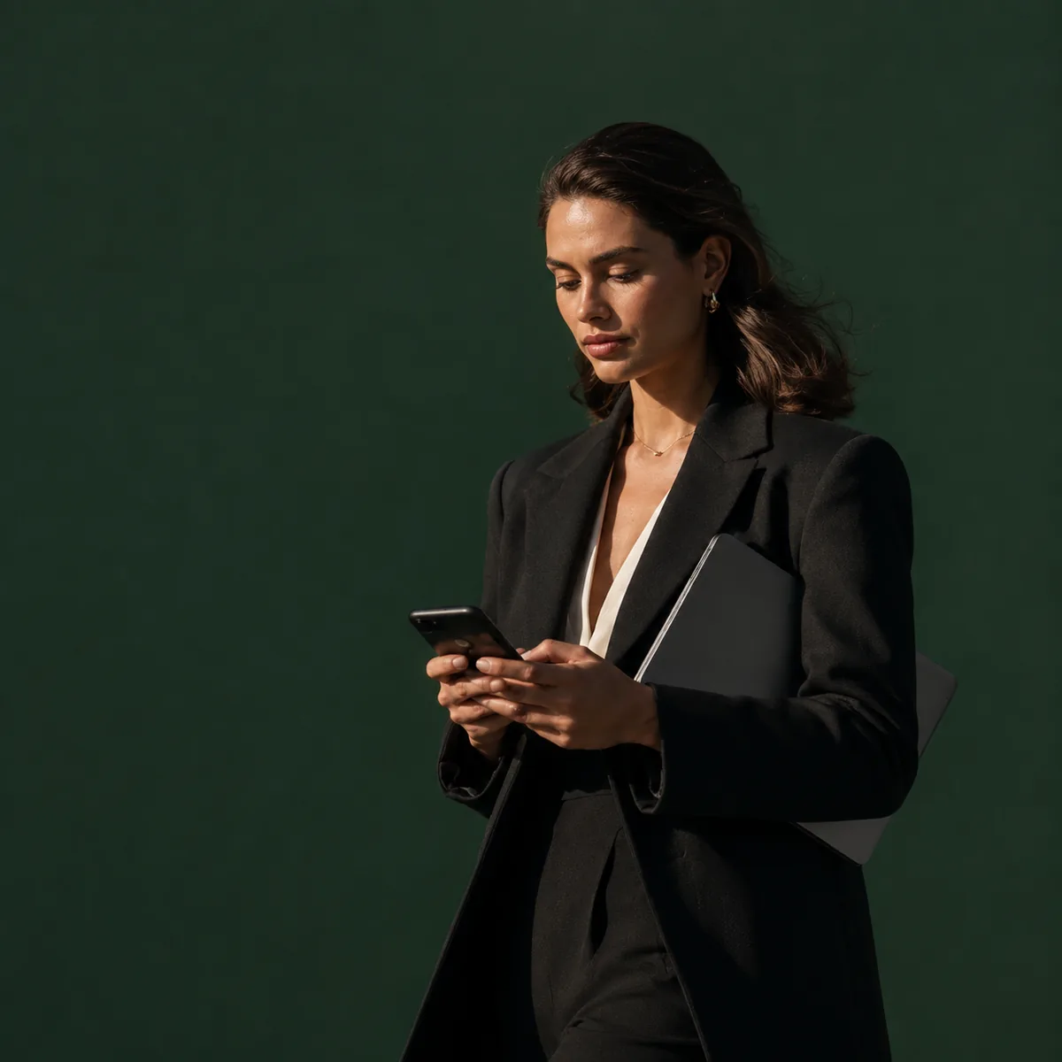 Assistant with phone and notebook